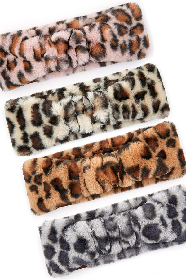 C.C LEOPARD PATTERN FAUX FUR HEADWRAP-HW-716