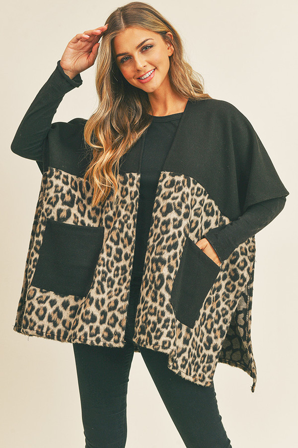 LEOPARD POCKET KIMONO-MS0260