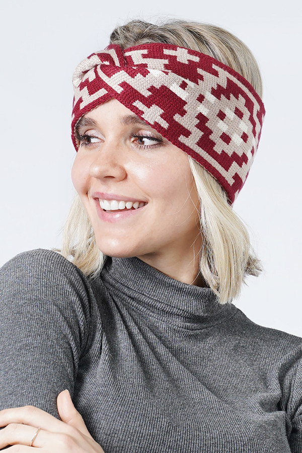 WESTERN PATTERN KNIT HEADWRAP-EHD10306