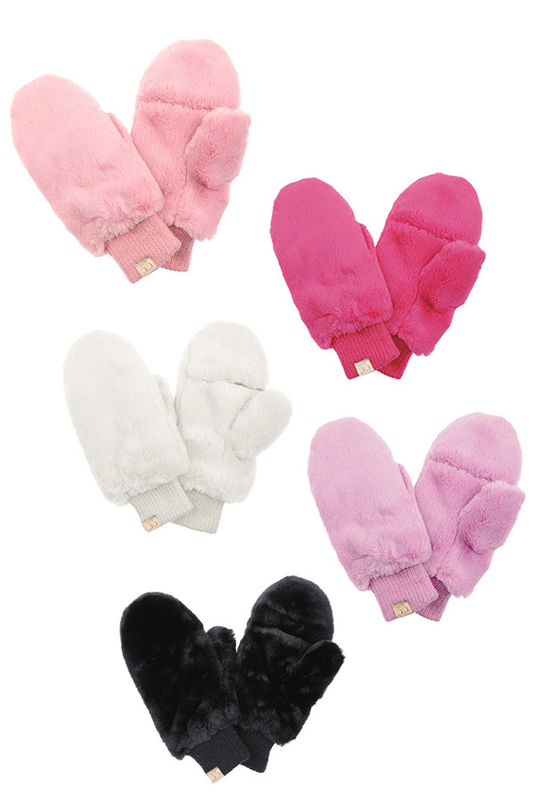 C.C Faux Fur Convertible Mitten Glove for Kids
