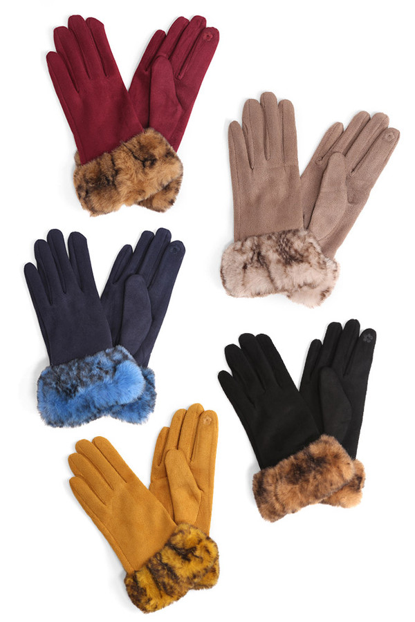 Solid Color Sherpa Lining Knit Gloves-G443 (12pairs) - HANA WHOLESALE