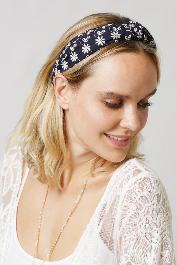 Flower Embroidery Knotted Headband-EHD10547