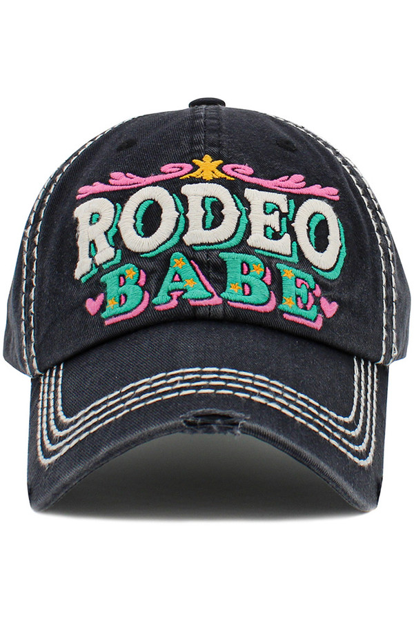 RODEO BABE Vintage Ball Cap-KBV-1480 - HANA WHOLESALE