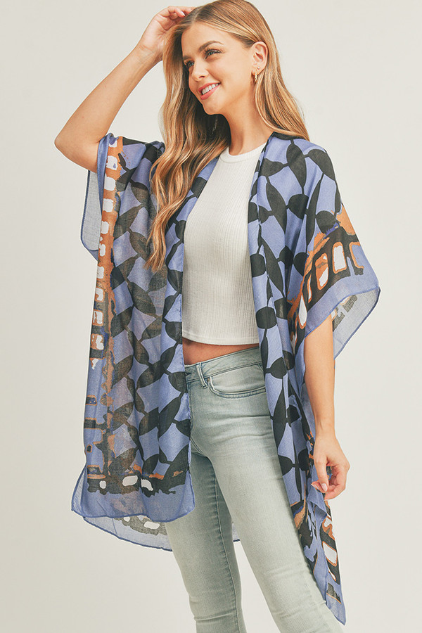 Ombre Front and Geometric Back Kimono-MS0282