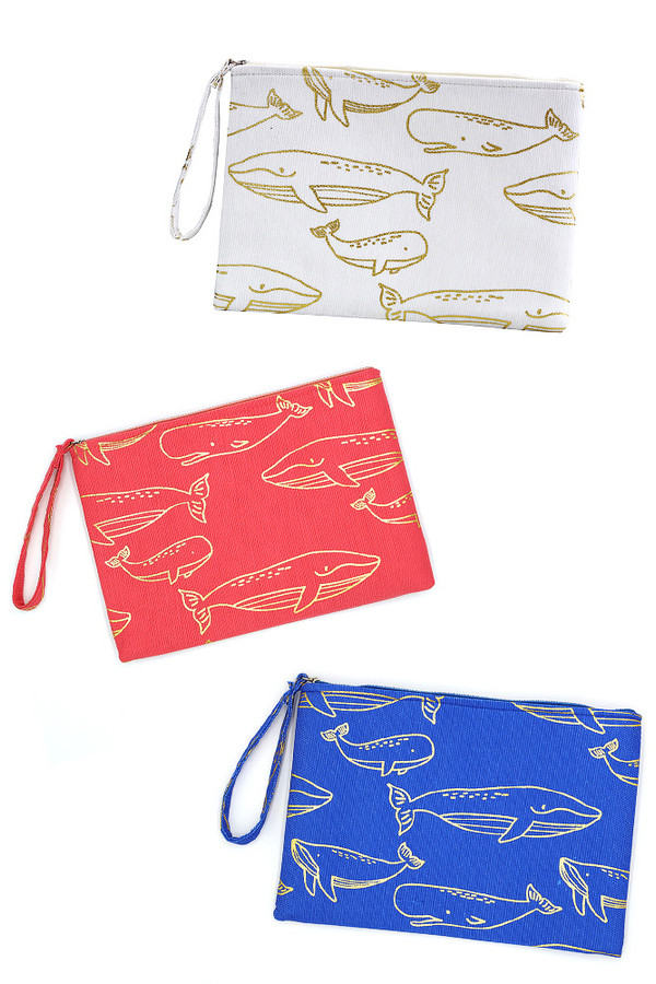 Gold Foil Whale Pouch-MP0171