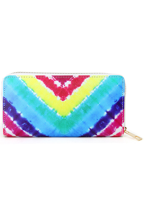 Rainbow Spiral Tie Dye Print Wallet-LOA391