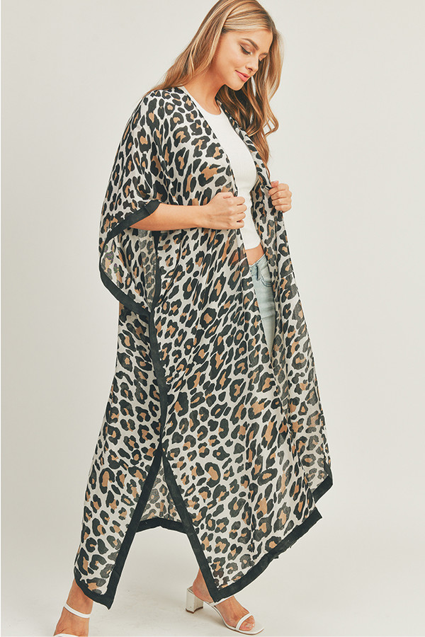 Leopard Pattern Long Kimono-MS0295