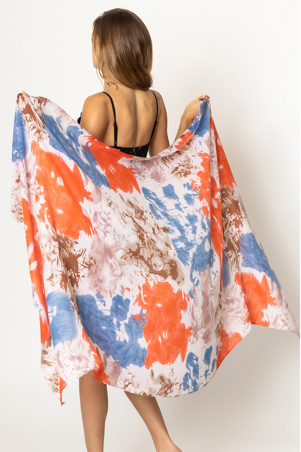 Watercolor Floral Print Scarf-BLL310048