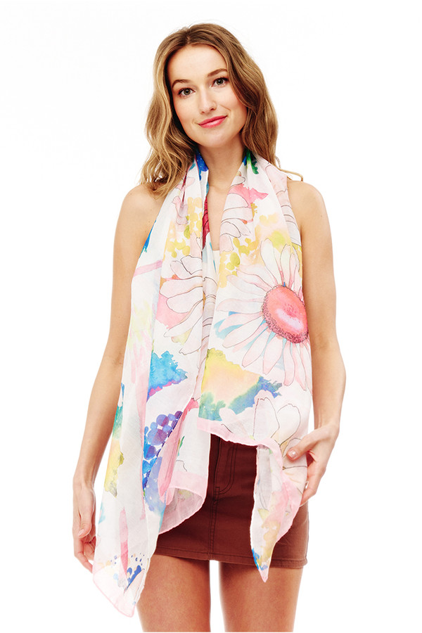 Floral Printed Oblong Scarf-BASC2545