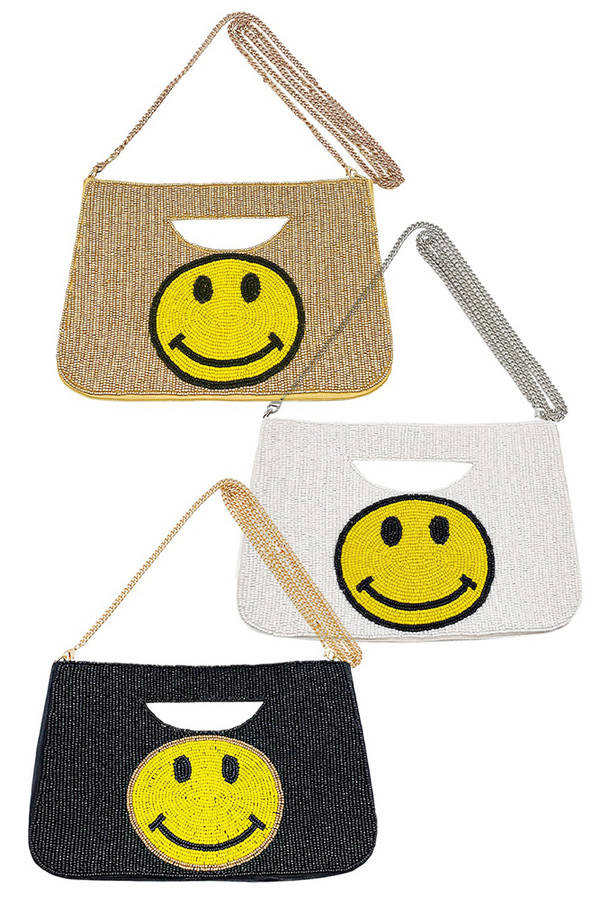 Smile Face Glass Beads Clutch-SKA-0098