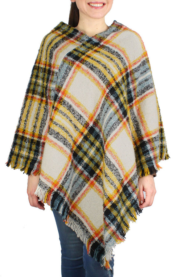 Plaid Woven Poncho Plaid Woven Poncho