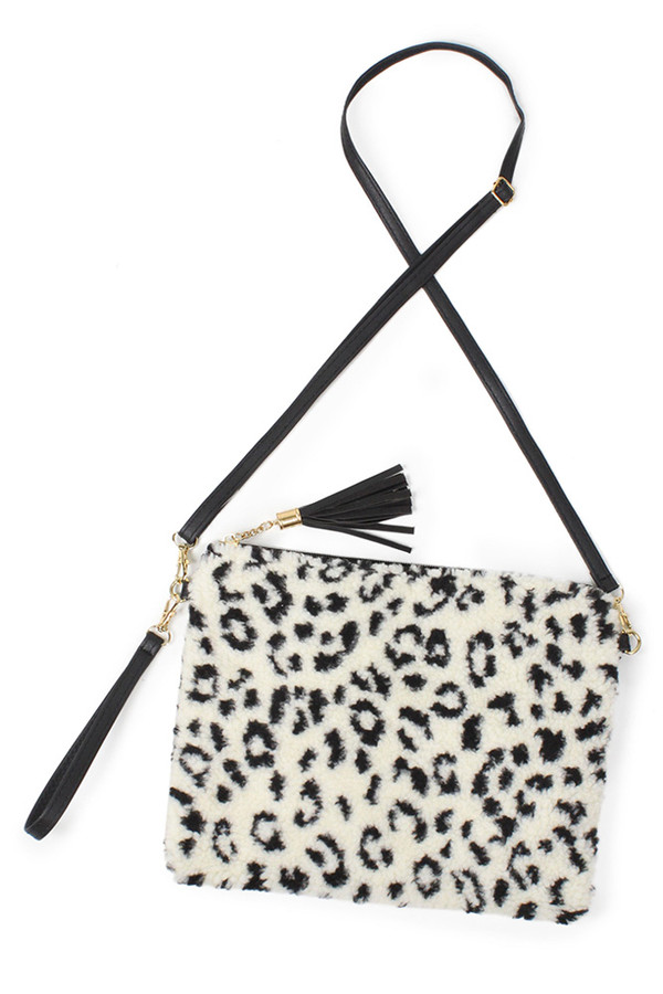 Leopard Fur Crossbody Clutch Bag-EBG10055WT-L