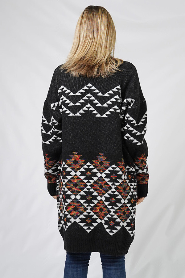 Aztec Pattern Sweater Cardigan-ECD10659