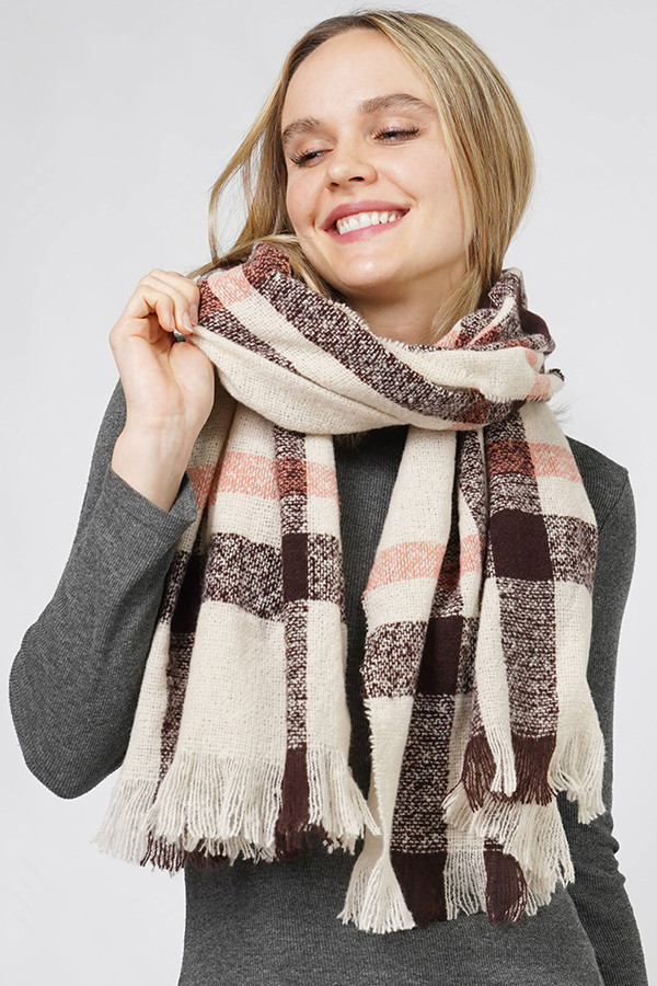 Plaid Oblong Scarf-ESC10853 Plaid Oblong Scarf-ESC10853