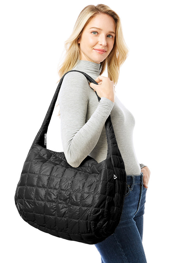 Quilted Puffer Hobo Bag-LOA397