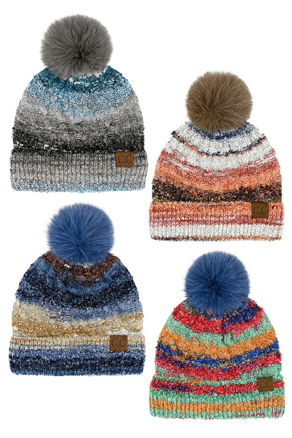 C.C Multi Color Space Dye Pom Beanie-HTC0041 C.C Multi Color Space Dye Pom Beanie-HTC0041