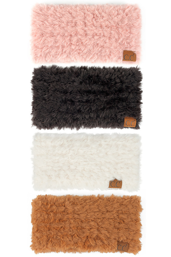 C.C Solid Color Faux Fur Headwrap-HWE0004