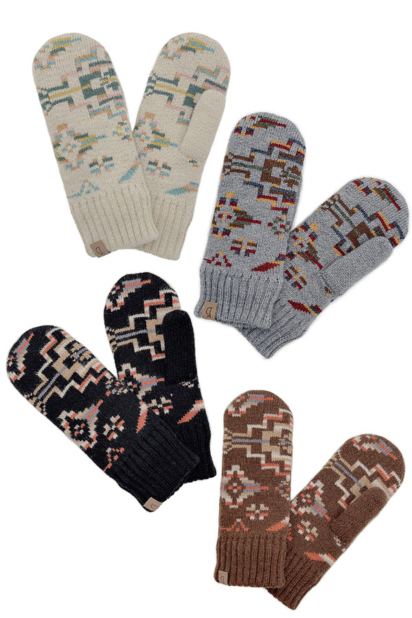 Aztec Mitten with Ribbed Cuff-BGM120133