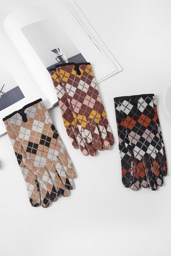 Square Plaid Pattern Glove-CG3109