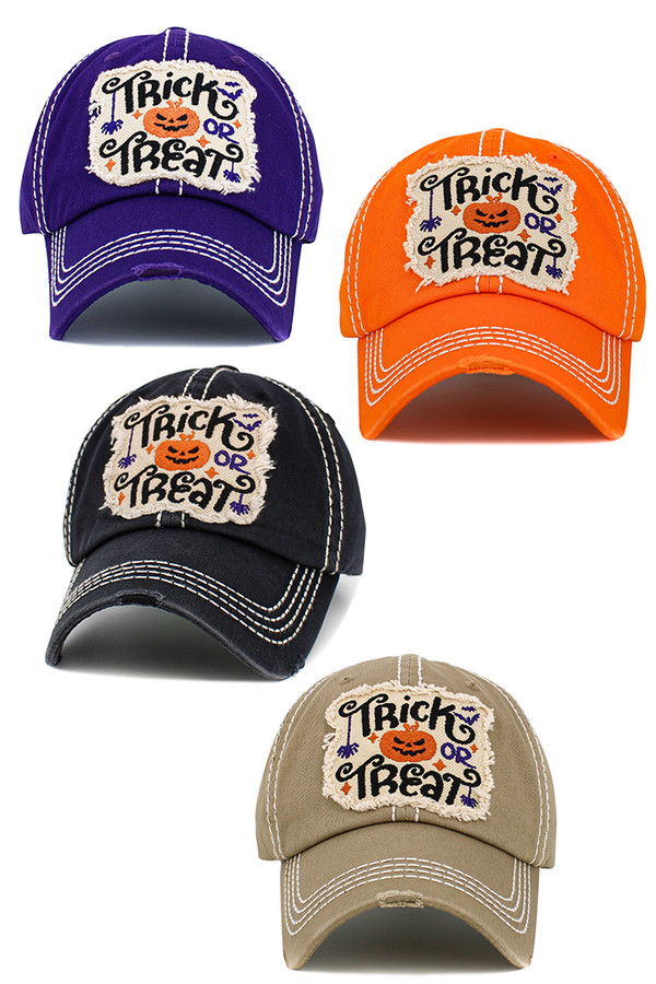 TRICK OR TREAT Washed Vintage Baseball Cap-KBV-1543