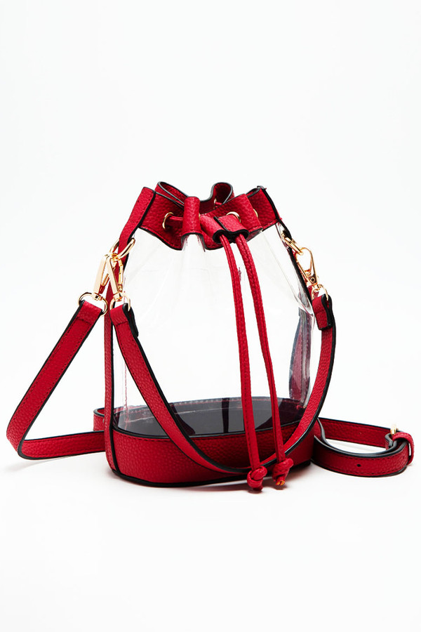 CLEAR STADIUM CROSSBODY HAND BAG - RED main image 0