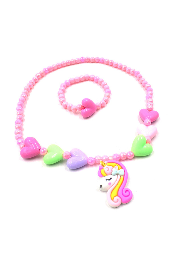 12pairs Unicorn Heart Kids Necklace Set-ENK9240C (12pairs)