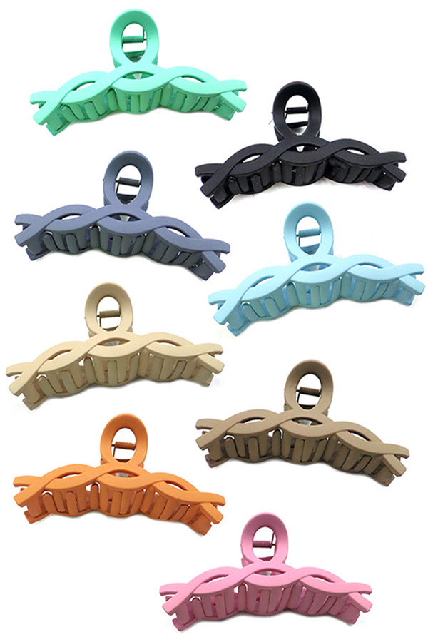 12pcs Solid Plastic Braided Claw Hair Clip