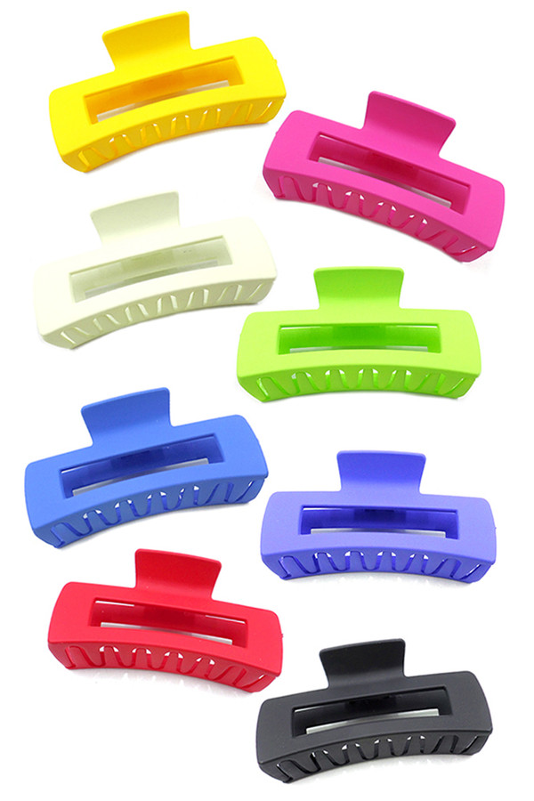 12pcs Solid Plastic Rectangle Hair Claw Clip