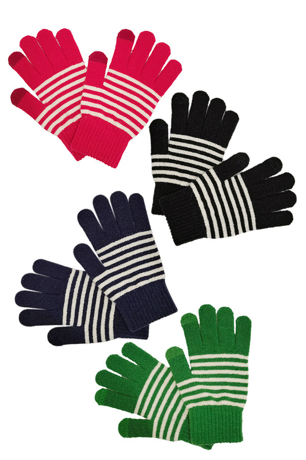 Holiday Color Two Tone Stripe Gloves-WGT320098