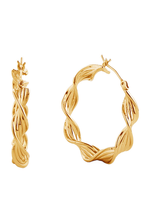 14K Gold/White Gold Dipped Pin Catch Hoop-SJE310434 14K Gold/White Gold Dipped Pin Catch Hoop-SJE310434