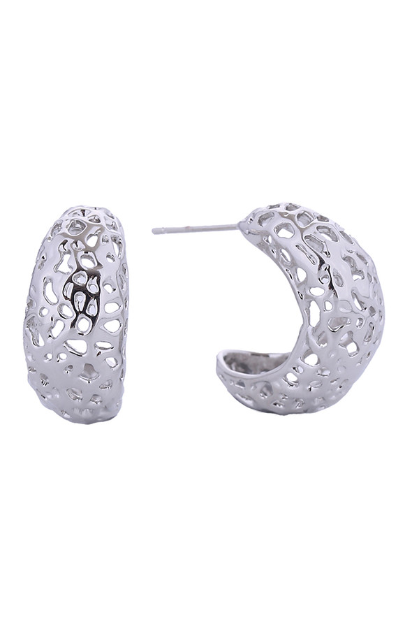 14K Artsy Cutout Hoop Post Earrings-SJE310636