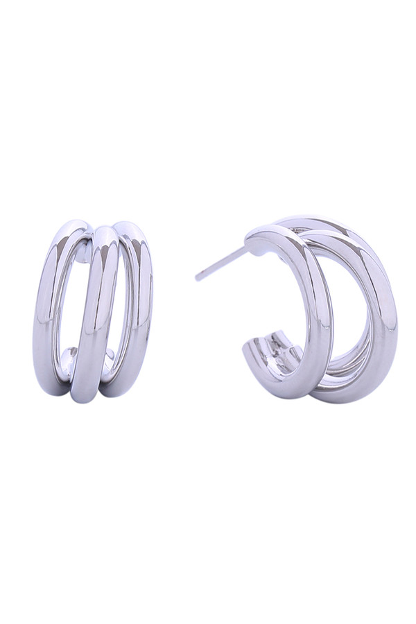 14K Triple Hoop Tango Post Earrings-SJE310597