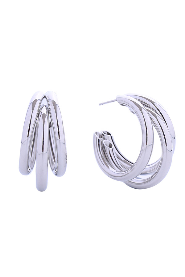 14K Trio Hoop Waltz Post Earrings-SJE310599