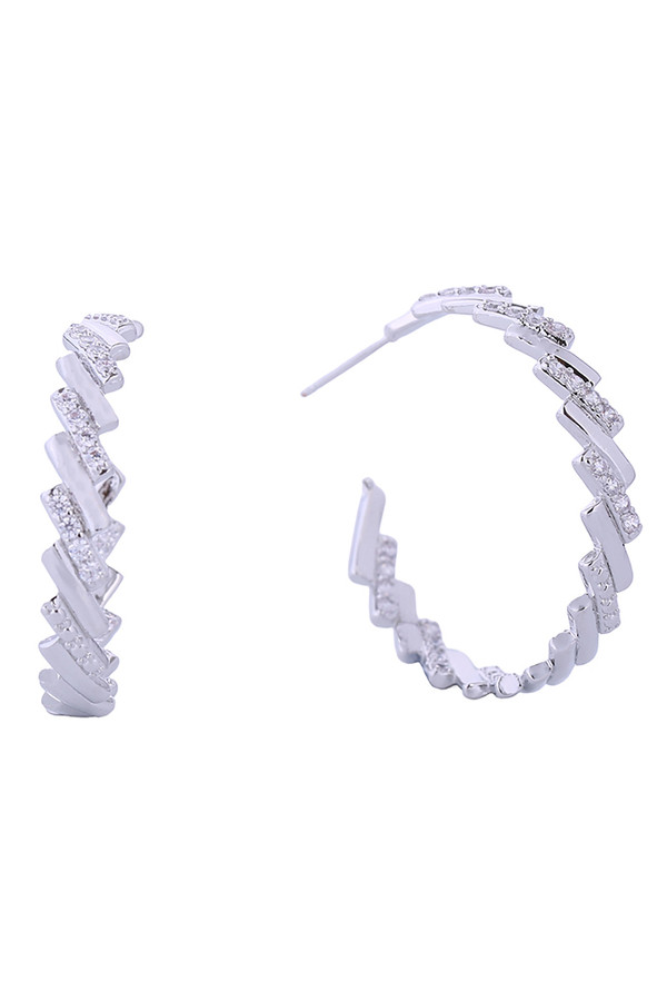 14K Crystal Baguette Hoop Earrings-DJE310692