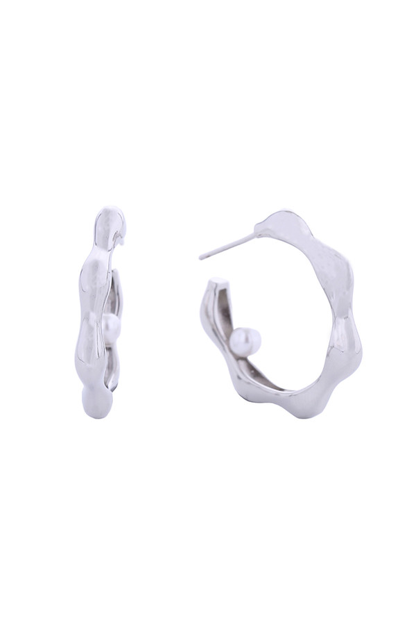 14K Floating Pearl Hoop Earrings-SJE310343