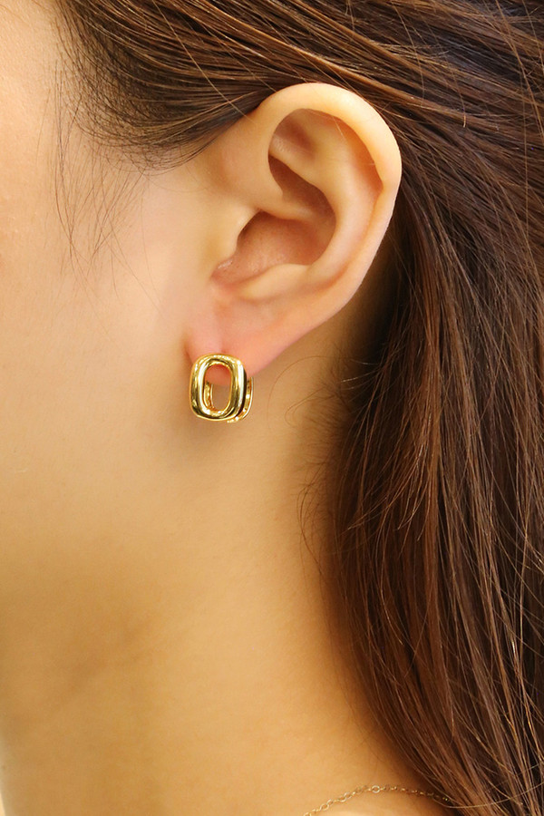 14K Double Oval Huggie Earrings-SJE310527 14K Double Oval Huggie Earrings-SJE310527