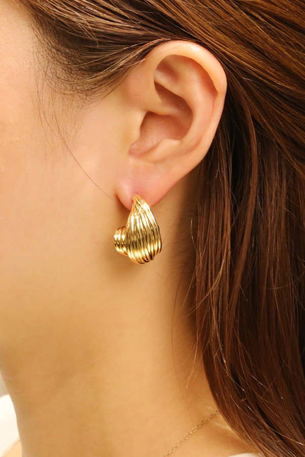 14K Grooved Post Earrings-SJE310747