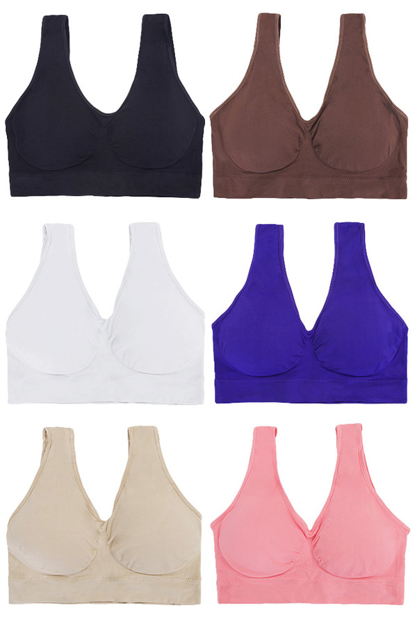 6pcs Plus Size Solid Color Top Bra-344P (6pcs)