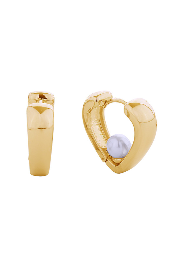 14K Love Pearl huggie Earrings-SJE310626