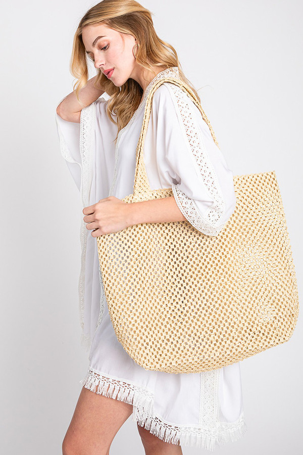 Solid Crochet Straw Bag