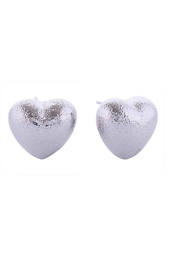 14K Glitter Texture Heart Post Earring