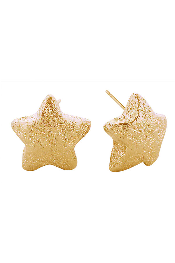 14K Glitter Texture Star Post Earring