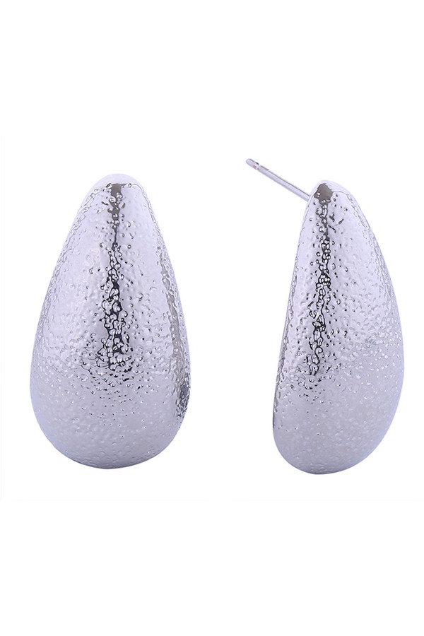 14K Glitter Texture Teardrop Post Earring