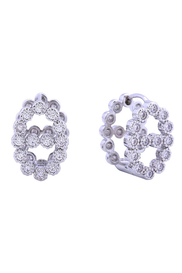 14K Bling Farandole Pave CZ Huggie Earring