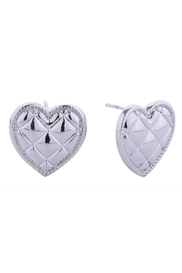 14K Quilted Heart Post Earring