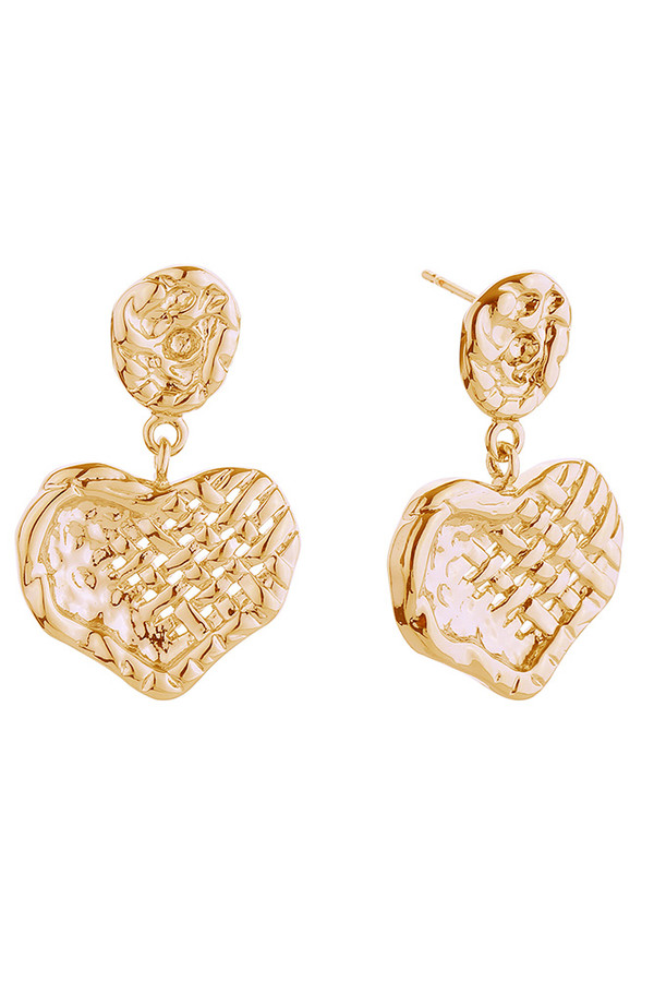 14K Crafted Heart Drop Post Earring