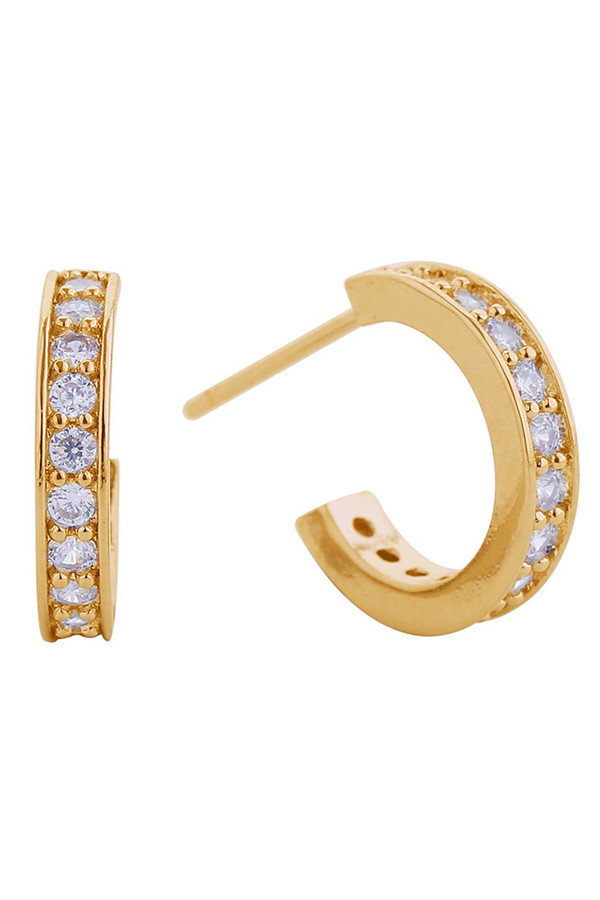 14K Daily CZ Pave Hoop Post Earring