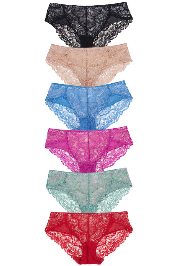 12pcs Lace Trim Transparent Back Bikini Panty