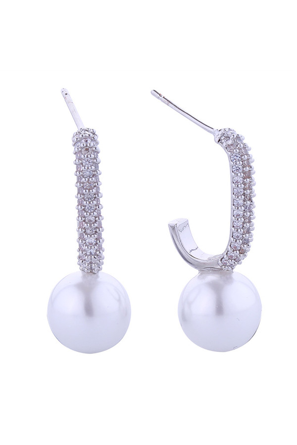 14K Glamorous Link Pearl Post Earrings