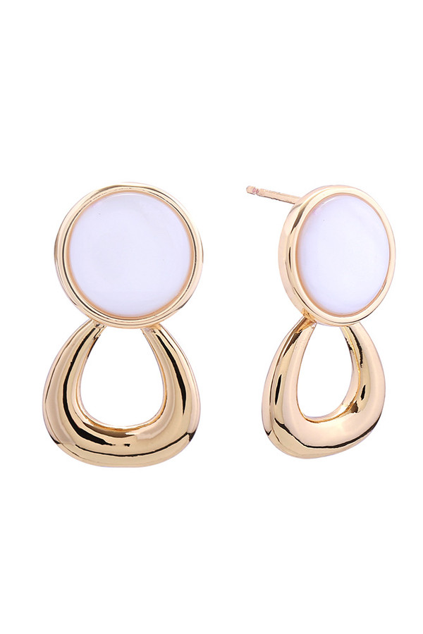 14K Duo Button Drop Post Earrings